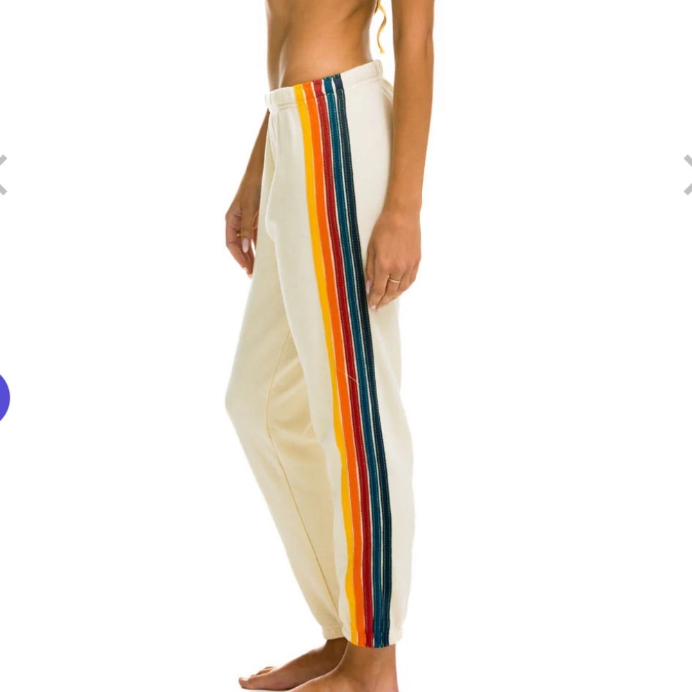 Aviator Nation 5 stripe Sweatpants- Vintage White  NWT